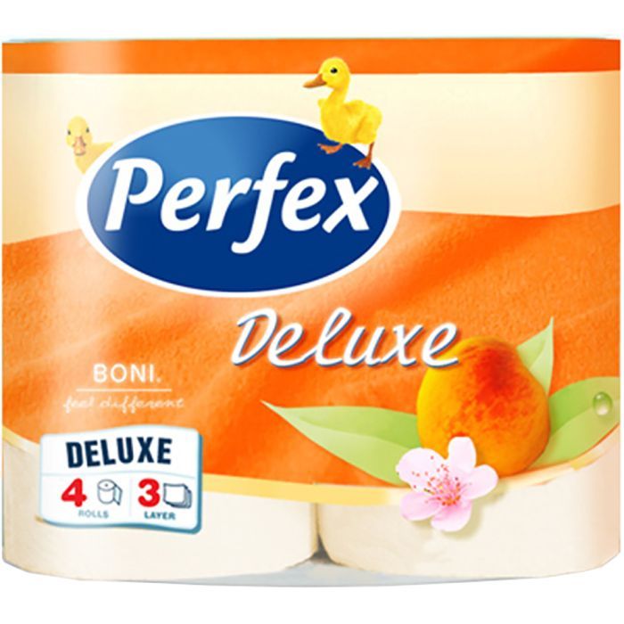Туалетная бумага Perfex Deluxe Персик 3 слоя 4 рулона (8600101745101)