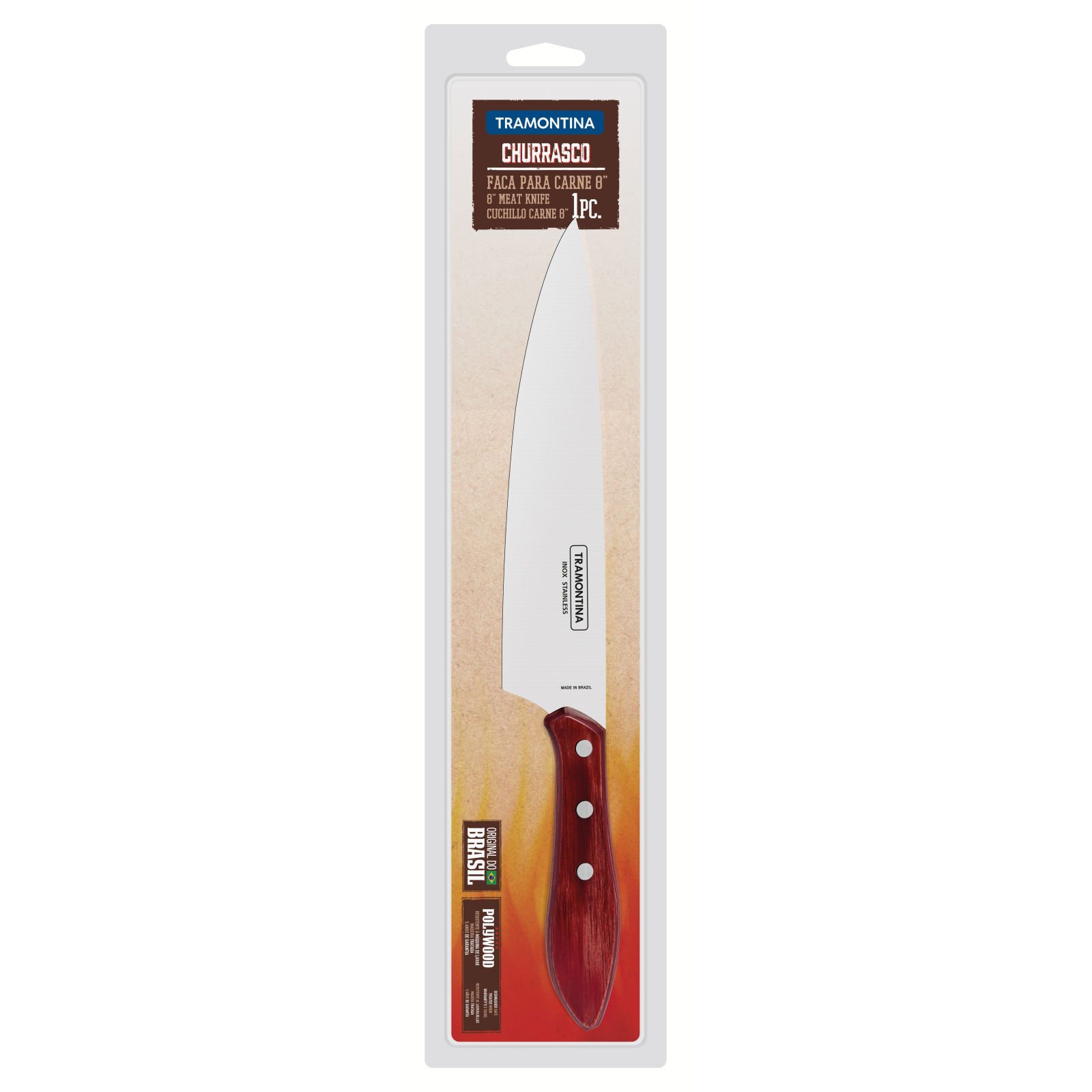 Кухонный нож Tramontina Barbecue Polywood 203 мм Червоне Дерево (21189/178) изображение 8