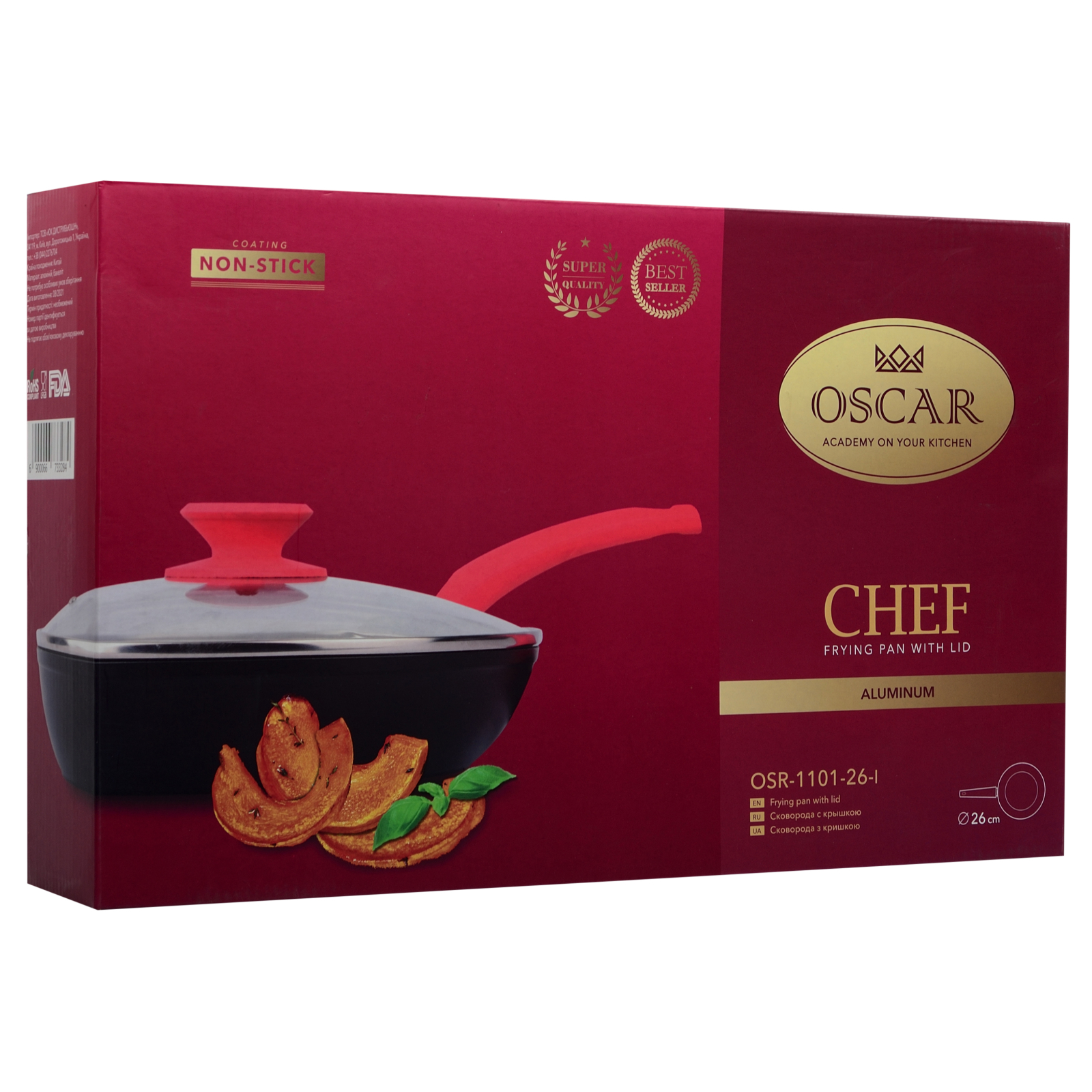 Сковорода Oscar Chef з кришкою 26 см (OSR-1101-26-l) изображение 6