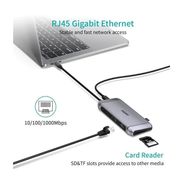 Концентратор Choetech USB-C 9-in-1 (HUB-M15-GY) изображение 7