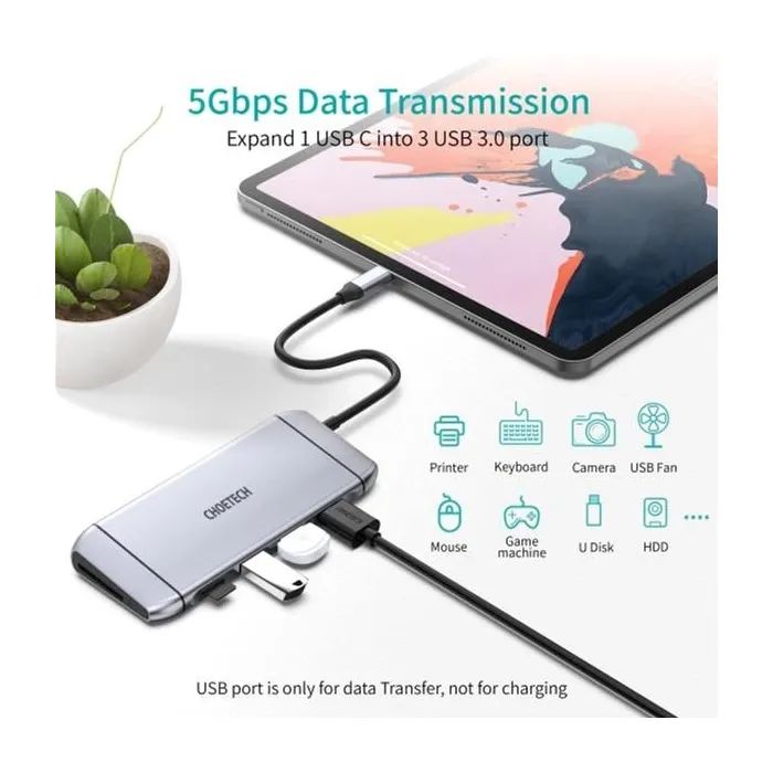 Концентратор Choetech USB-C 9-in-1 (HUB-M15-GY) изображение 9