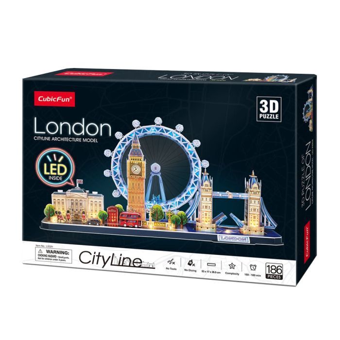 Пазл Cubic Fun Тривимірна головоломка-конструктор City Line Лондон з LED підсвіткою (L532h) зображення 8