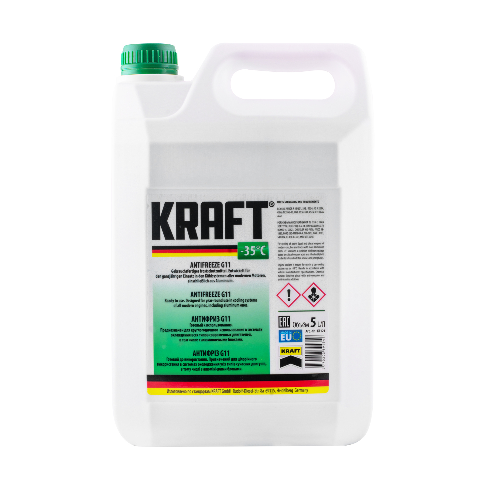 Антифриз KRAFT G11 -35 (зелений) 5 л (KF121)