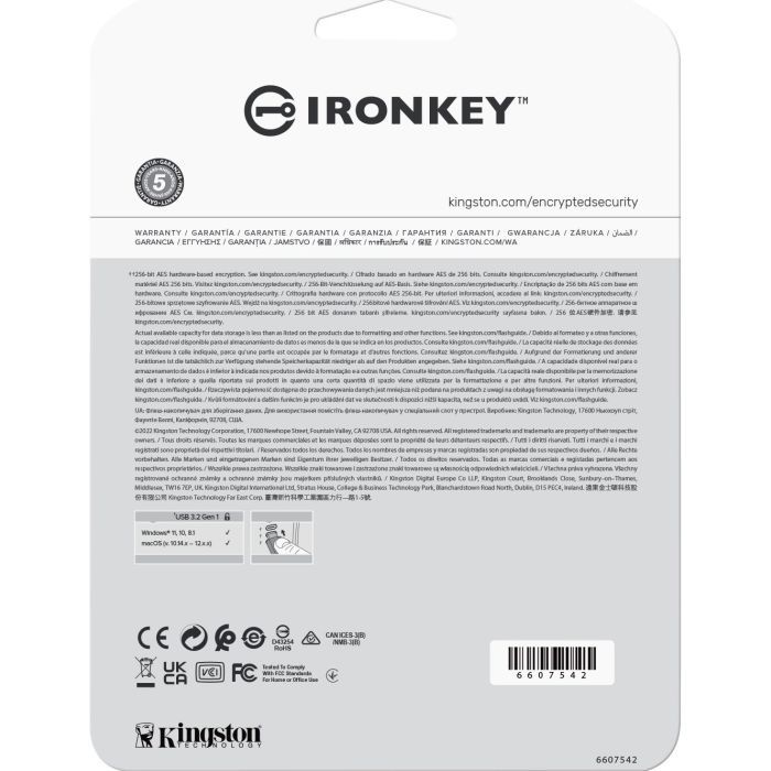 USB флеш накопитель Kingston 128GB IronKey Vault Privacy 50 Blue USB 3.2 (IKVP50/128GB) изображение 6