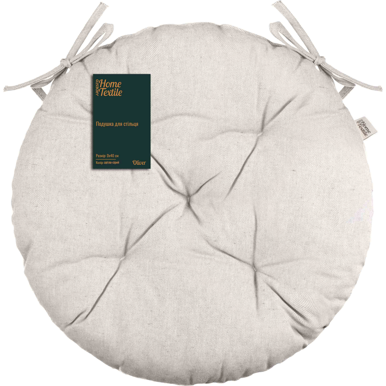 Подушка на стул Ardesto Oliver, круглая 40 см, 100% хлопок, нап-ч: 50% холоф, 50% пп, бирюза (ART03OT)