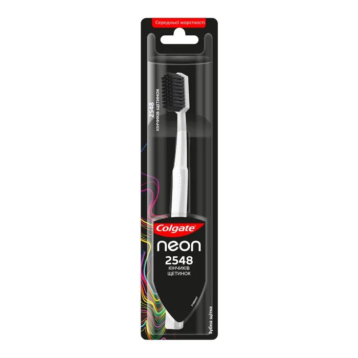 Зубна щітка Colgate Neon 2548 кінчиків щетинок середньої жорсткості Біла (2172000000027)