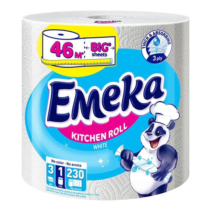 Паперові рушники Emeka White Jumbo 3 шари 230 відривів (3800024035159)