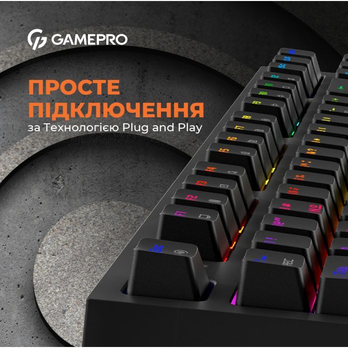 Клавиатура GamePro MK180B Hot-Swap Red Swich RGB USB UA Black (MK180B) изображение 11