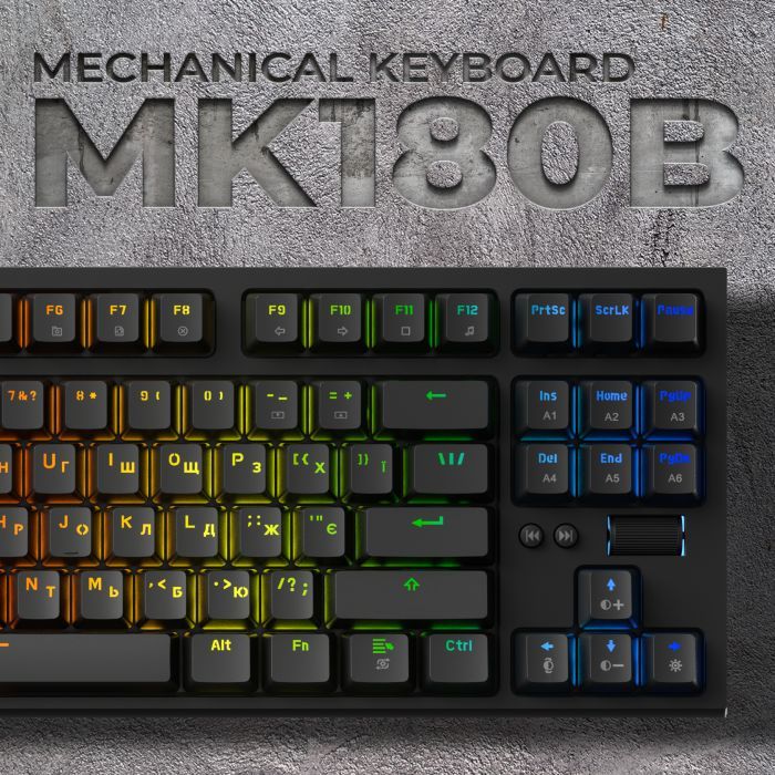 Клавиатура GamePro MK180B Hot-Swap Red Swich RGB USB UA Black (MK180B) изображение 8