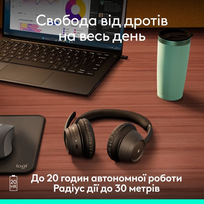 Навушники Logitech Zone 305 for Business Wireless/Bluetooth Teams Black (981-001451) зображення 11