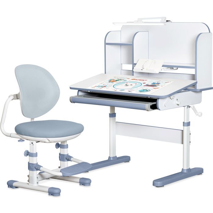 Парта со стулом Mealux Nemo XL Dark Blue (полка + лампа) (BD-39 BL)