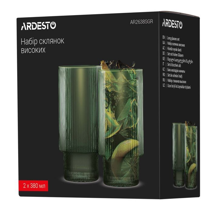 Набор стаканов Ardesto 380мл, 2шт, скло, зелений (AR2638SGR) изображение 7