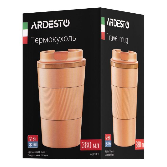 Термокружка Ardesto Urban Peach Fuzz 380мл, нержавіюча сталь (AR2638PF) зображення 6