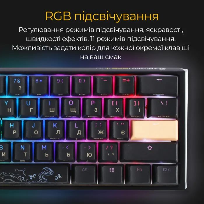 Клавиатура Ducky One 3 Mini Cherry MX Red RGB UA USB White (DKON2161ST-RUAPXPWWWSC1) изображение 3