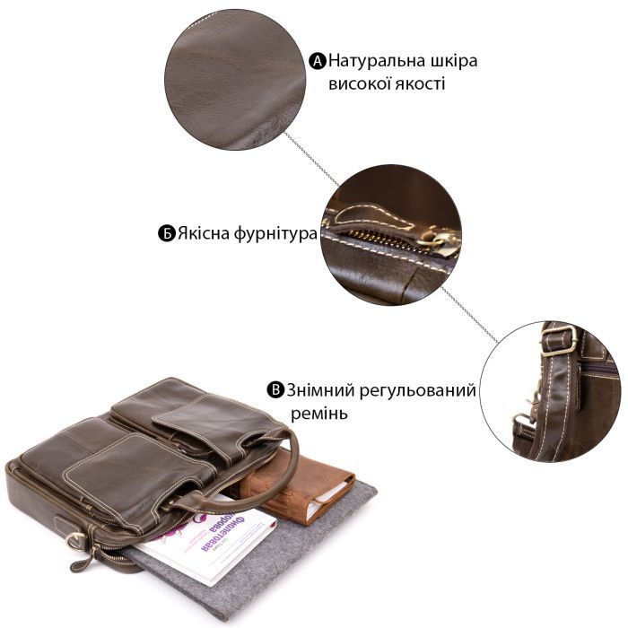 Сумка Vintage Коричнева (20443) зображення 5