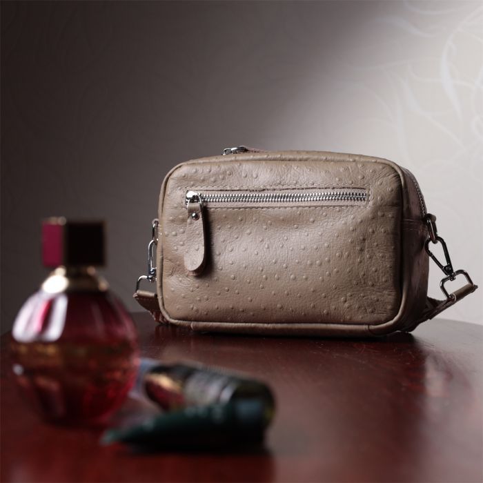 Сумка Vintage Из фактурной натуральной кожи Бежевая (22662) изображение 12