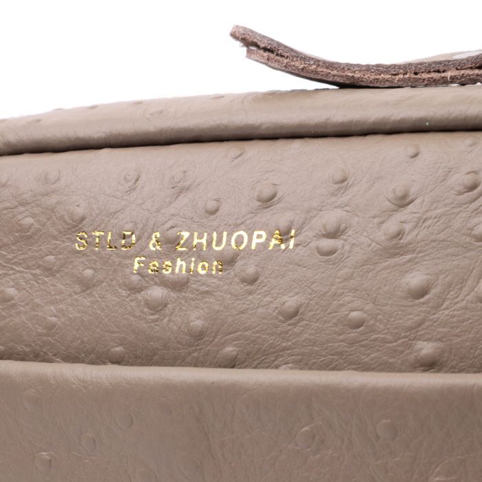 Сумка Vintage Из фактурной натуральной кожи Бежевая (22662) изображение 7