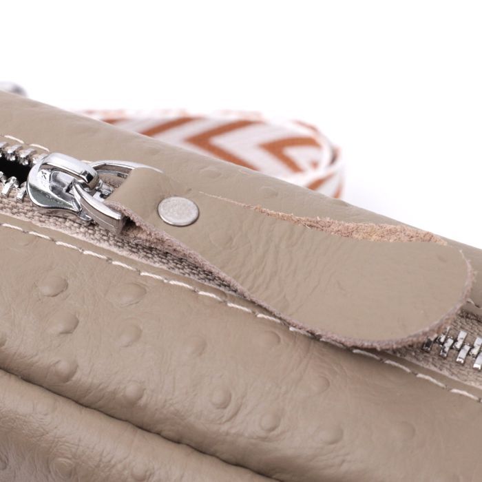 Сумка Vintage Из фактурной натуральной кожи Бежевая (22662) изображение 8