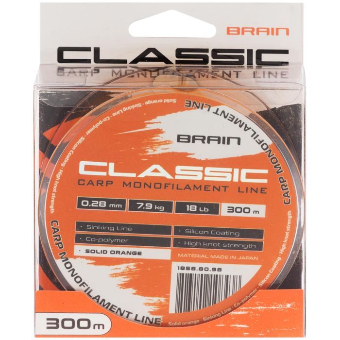 Леска Brain Classic Carp Line (solid orange) 300m 0.30mm 20lb 8.8kg (1858.80.99) изображение 2