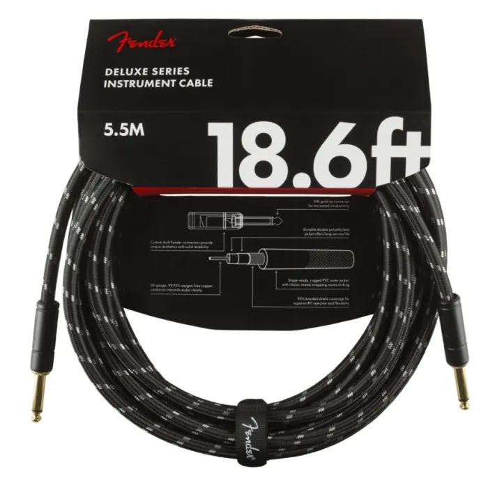 Инструментальный кабель Fender Cable Deluxe Series 18.6ft Black Tweed 5.5 m (228440)