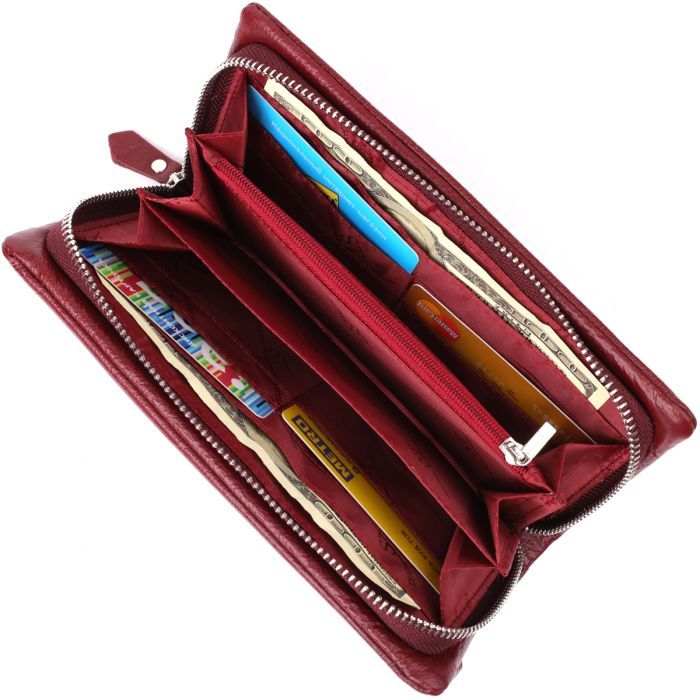 Кошелек ST Leather Кожаный с отделением под телефон Бордовый (23102) изображение 6