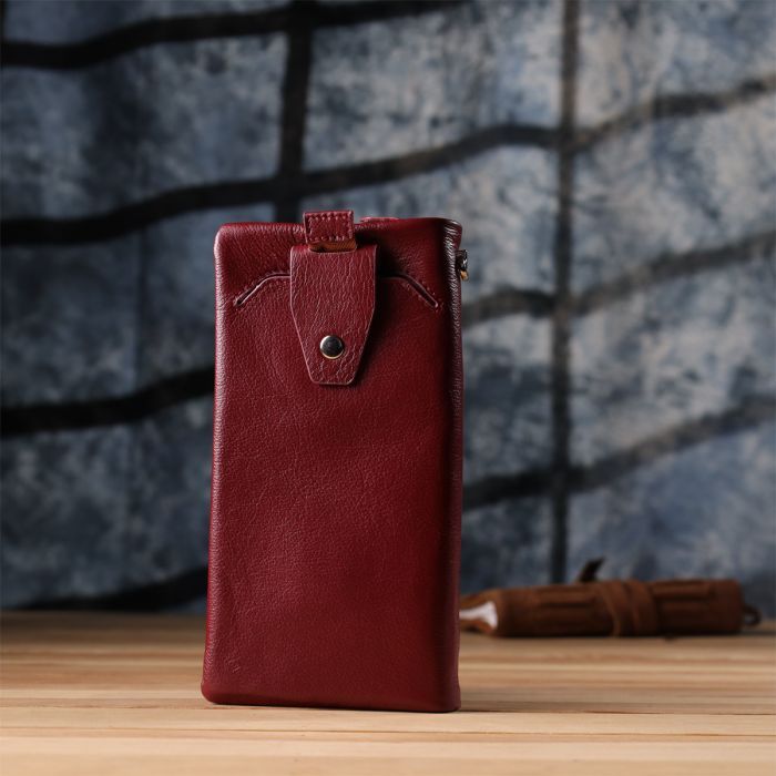 Кошелек ST Leather Кожаный с отделением под телефон Бордовый (23102) изображение 9