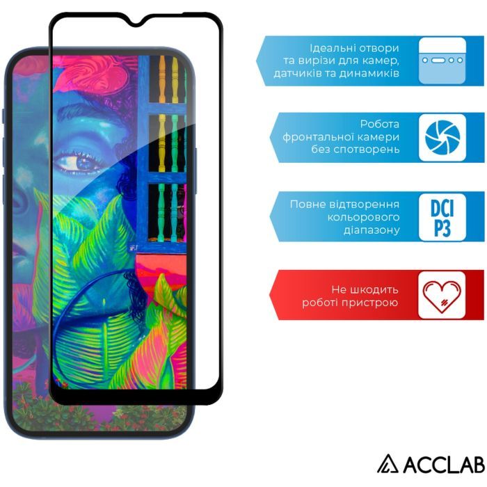 Скло захисне ACCLAB Full Glue Oppo A18 Black (1283126583131) зображення 5
