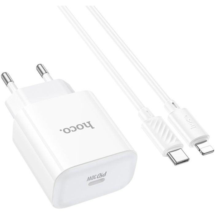 Зарядное устройство HOCO C76A Pro Majestic USB-C PD30W + cable USB-C to Lightning White (6942007616317) изображение 2