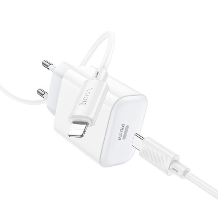Зарядное устройство HOCO C76A Pro Majestic USB-C PD30W + cable USB-C to Lightning White (6942007616317) изображение 5
