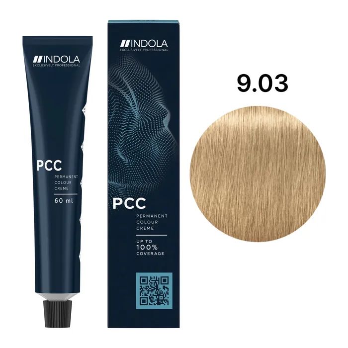 Фарба для волосся Indola Permanent Caring Color 9.03 - Дуже світлий натуральний блонд золотистий (4045787930108)