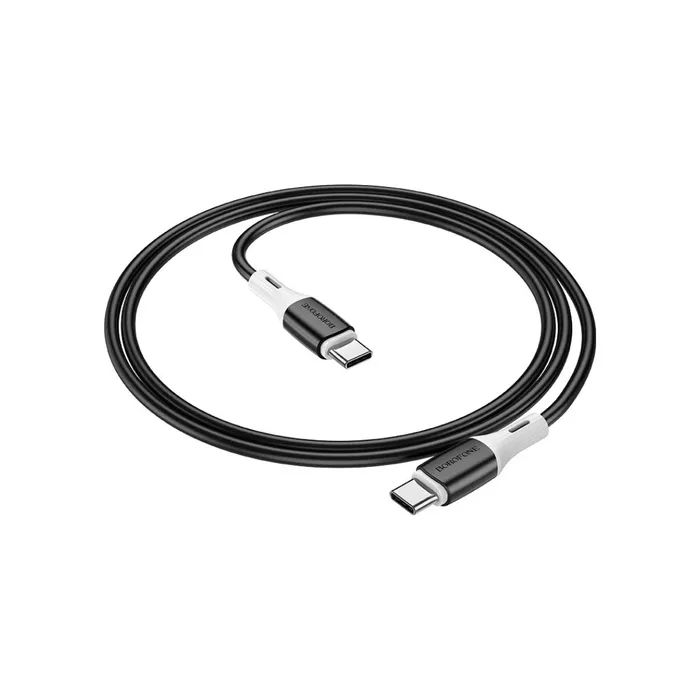 Дата кабель USB-C to USB-C 1.0m 3A 60W silicone black BOROFONE (6974443384802) зображення 2