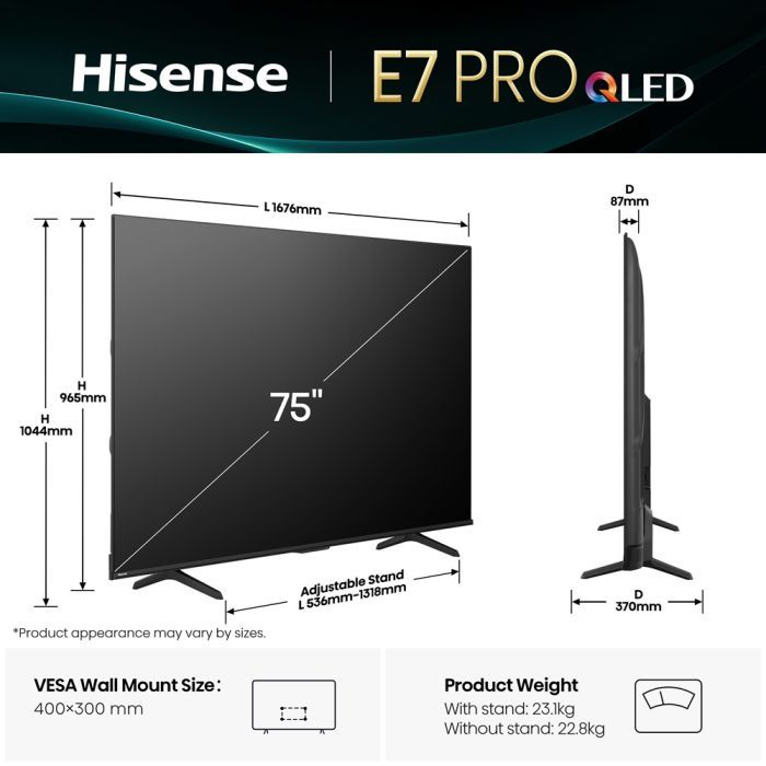 Телевізор Hisense 75E7Q PRO зображення 2