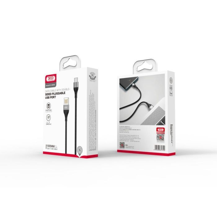 Дата кабель USB 2.0 AM to USB-C 1.0m 2.1A double-side grey XO (NB188-TC-1-GR) зображення 3