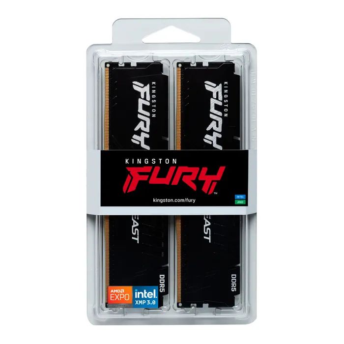 Модуль пам'яті для комп'ютера DDR5 16GB (2x8GB) 5600 MHz Beast Black Kingston Fury (ex.HyperX) (KF556C40BBK2-16) зображення 5