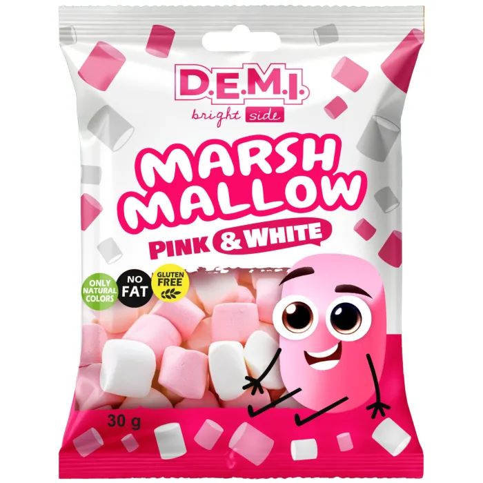 Маршмеллоу Demi Рожевий та білий 30 г (de.22316)