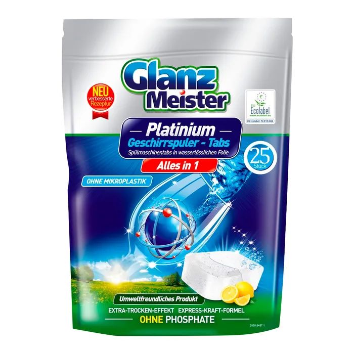 Таблетки для посудомоечных машин Glanz Meister Platinum All in 1 25 шт. (4260418933130)
