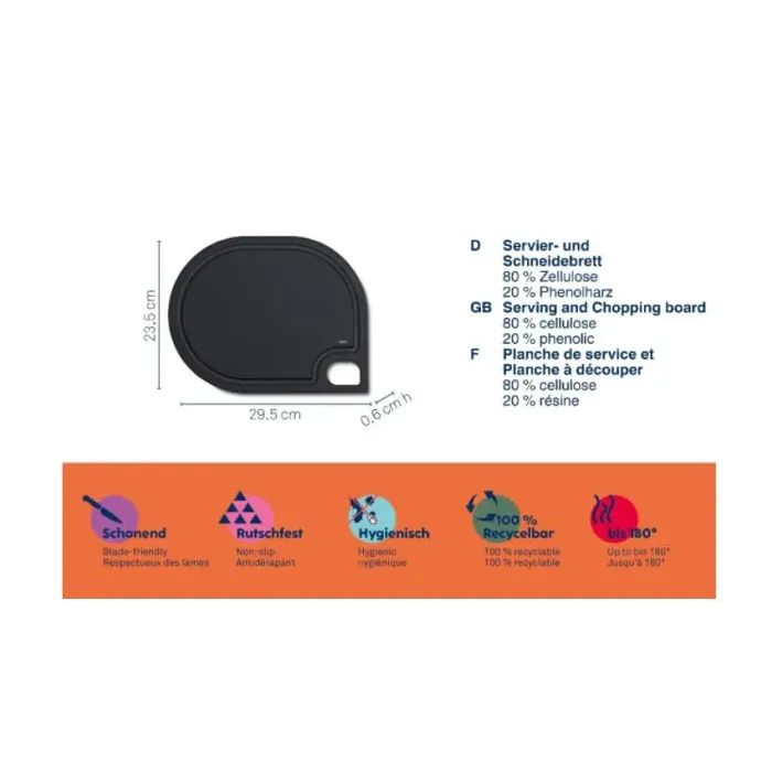 Дошка для подачі Kela Nobel 42 х 24 см чорна (12866) зображення 3