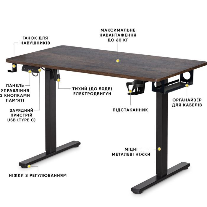 Компьютерный стол Mealux PowerDesk Lite Antique з електрорегулюванням висоти (EVO-201 Lite Antique / B) изображение 3