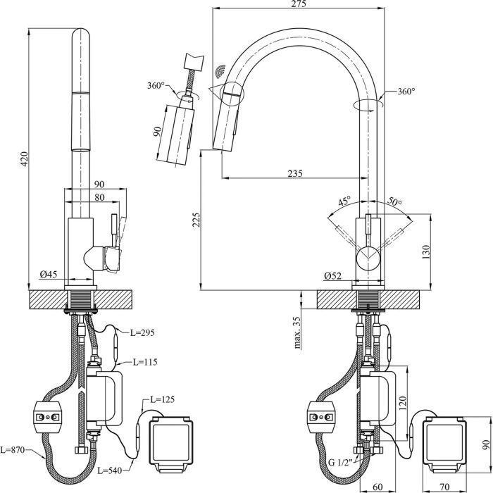 Змішувач Kroner Klassisch-PVD03916S (CV032496) зображення 10