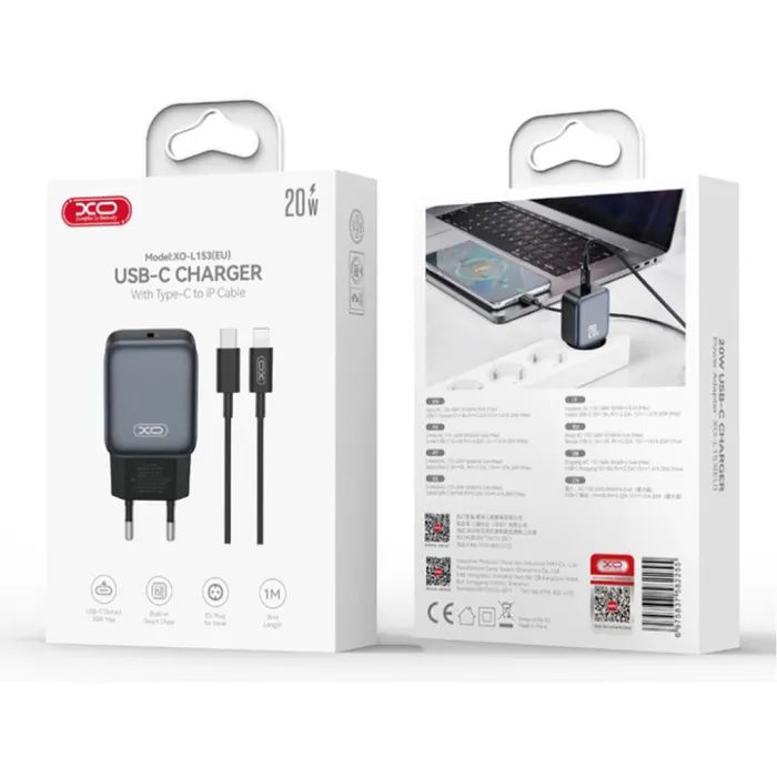 Зарядное устройство XO USB-C PD20W Black (L153.black) изображение 3