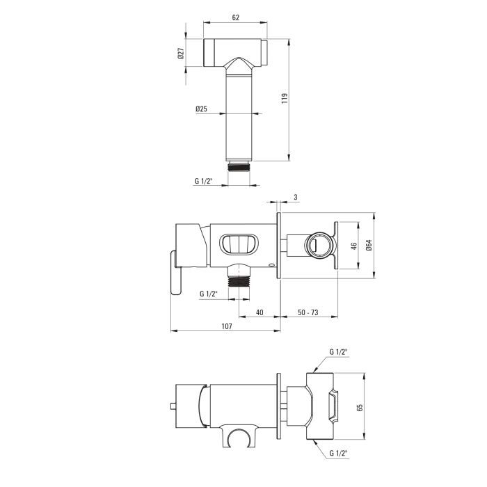 Змішувач Deante Silia з гігєнічним душем (BQS_N34M) зображення 2