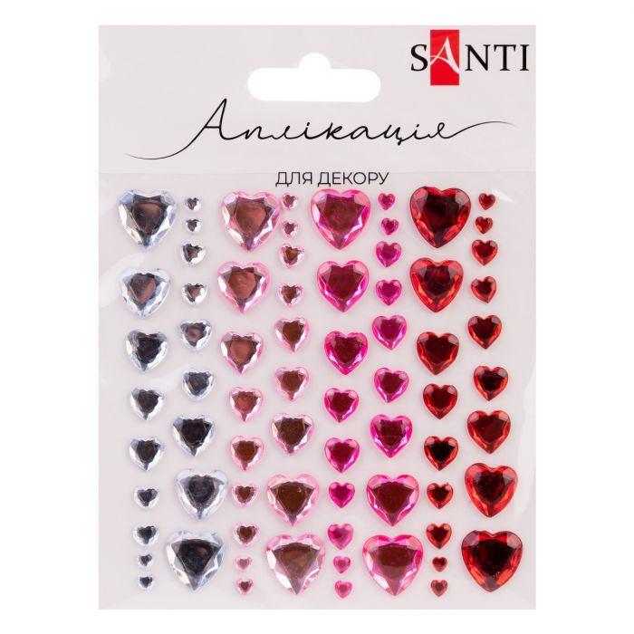 Набор для творчества Santi Серця, аплікація зі страз самоклеючих,9х10 см (743031)