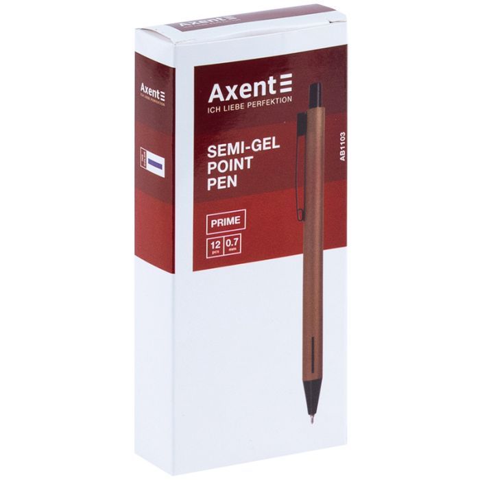 Ручка масляна Axent автоматична Prime, корпус золотий, синій (AB1103-35-02-A) зображення 2