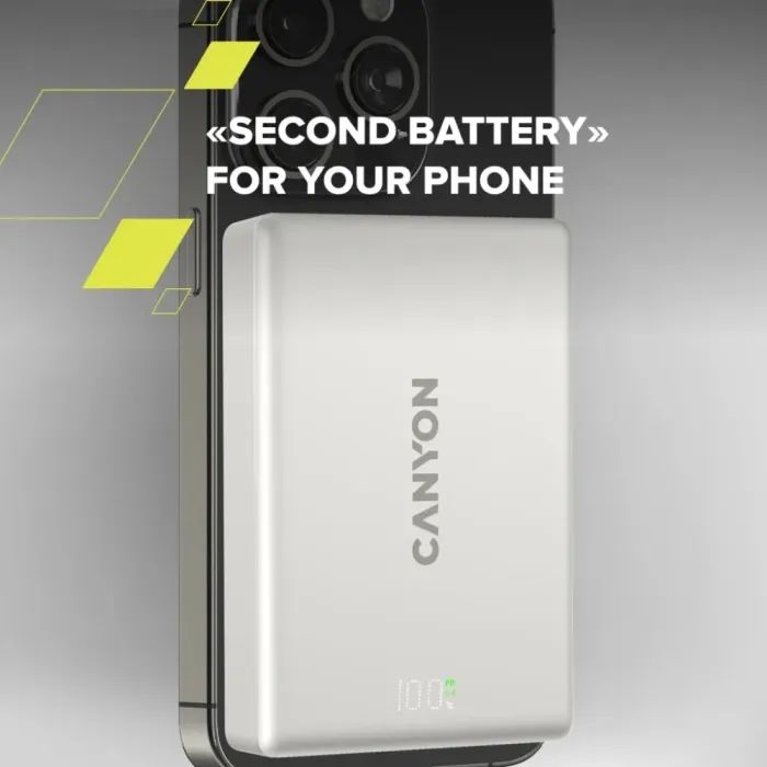 Батарея універсальна Canyon 10000mAh OnPower 511 PD20W Magnetic wireless MagSafe Grey (CNS-CPB511G) зображення 6