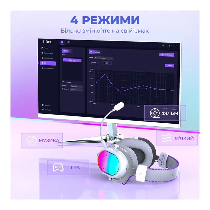 Навушники Fifine H16 7.1 RGB White (H16W) зображення 11