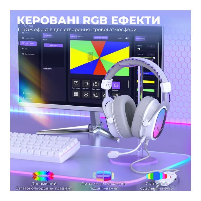 Навушники Fifine H16 7.1 RGB White (H16W) зображення 12