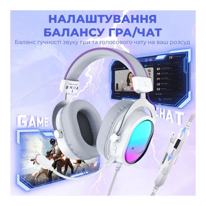 Навушники Fifine H16 7.1 RGB White (H16W) зображення 7