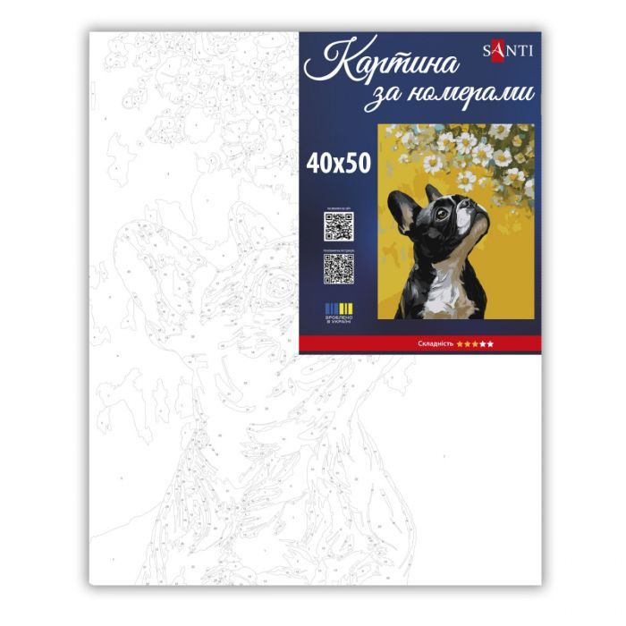 Картина по номерам Santi Бульдог і квіти 40х50 см (955746) изображение 2