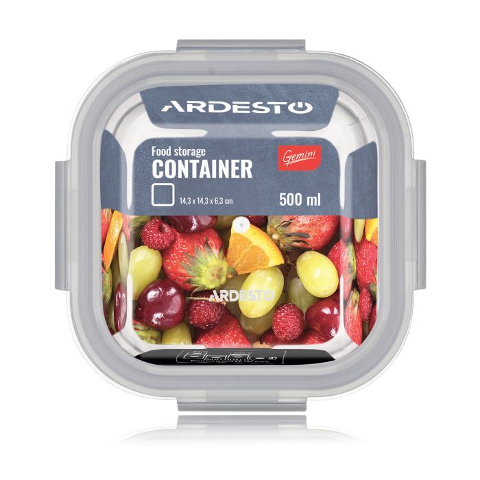 Пищевой контейнер Ardesto Gemini квадратний, 0.31л, боросилікатне скло, прозорий (AR1230BSQ) изображение 6