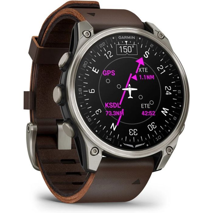 Смарт-часы Garmin D2 Mach 2, 47mm, Saph, Bare Ti/Blk w/LthrBd, GPS (010-02904-31) изображение 3